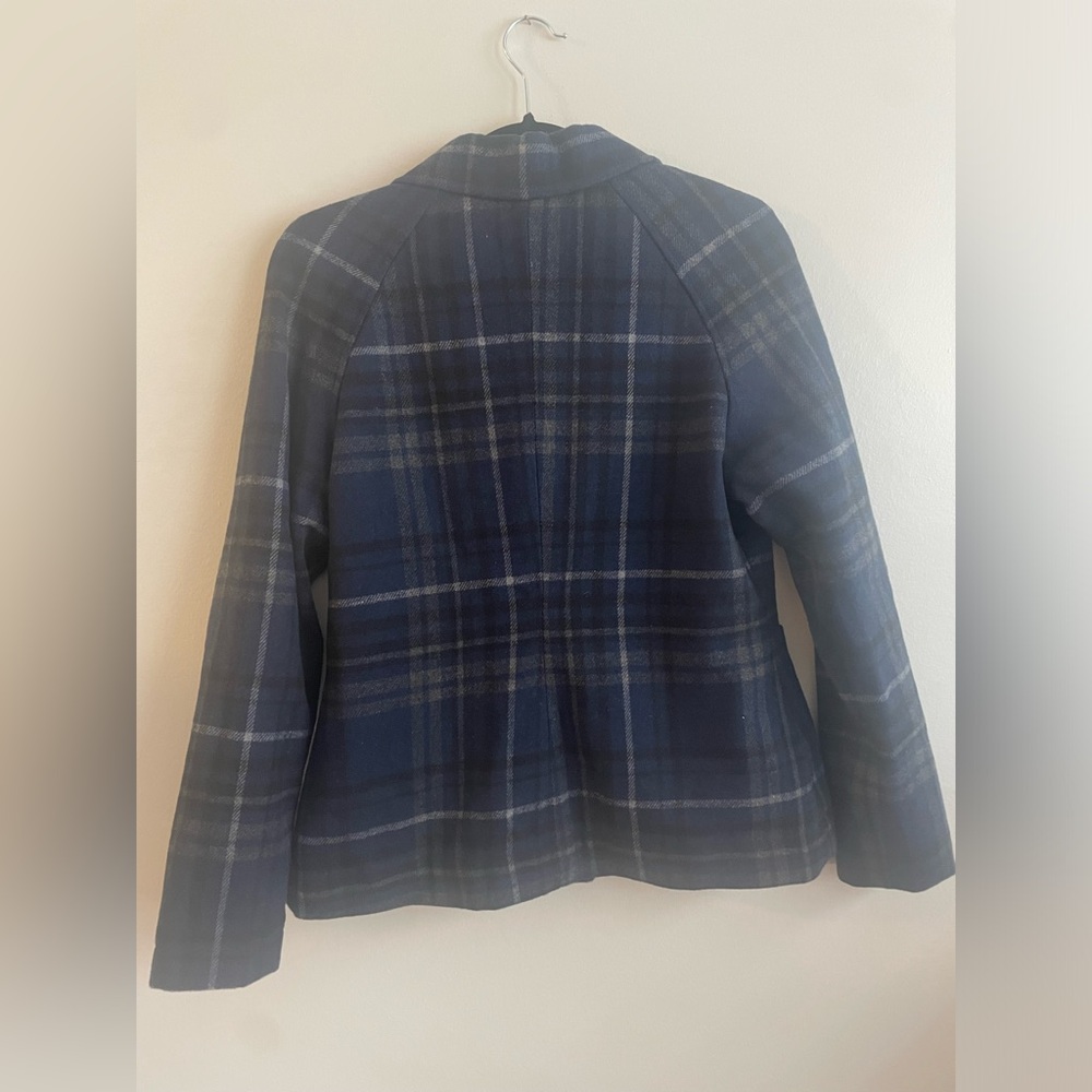 Relativity Plaid Navy Button Jacket Small - image 2